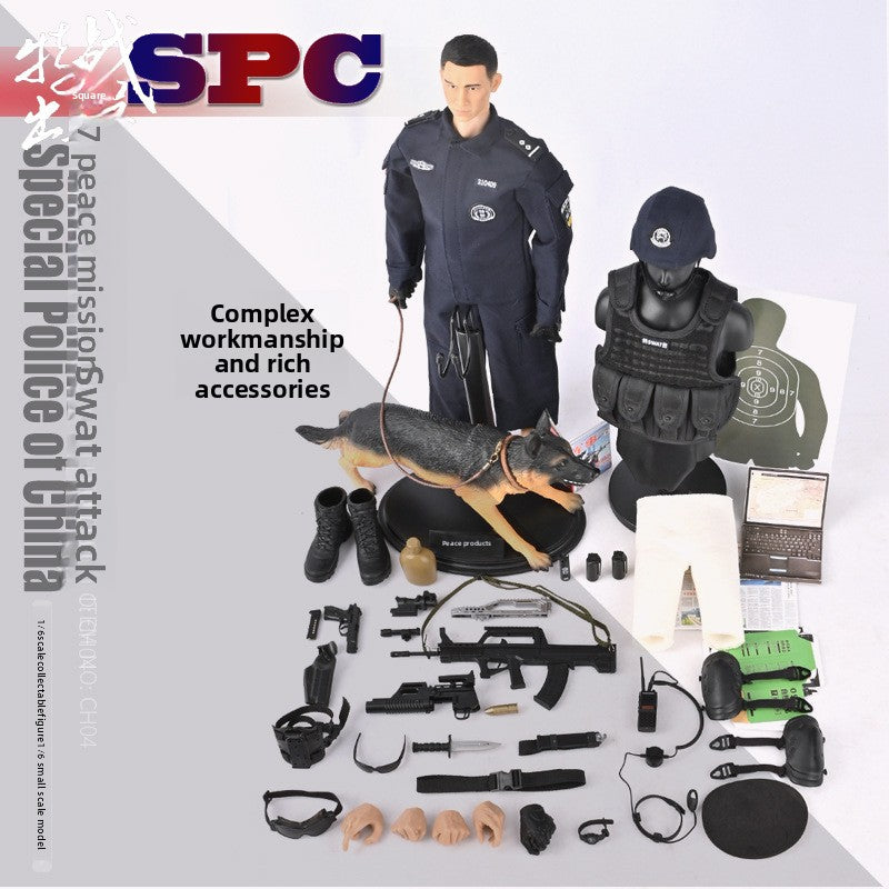 Pattiz 1/6 Movable Chinese SWAT Figure with K9 – Peace Mission PLUS Model