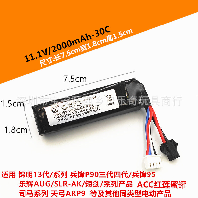 7.4V & 11.1V Lithium Polymer Battery Packs for Gel Blasters
