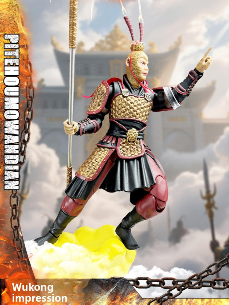 Black Myth Wukong Action Figure – Poseable Monkey King Warrior Model with Cloth Cape