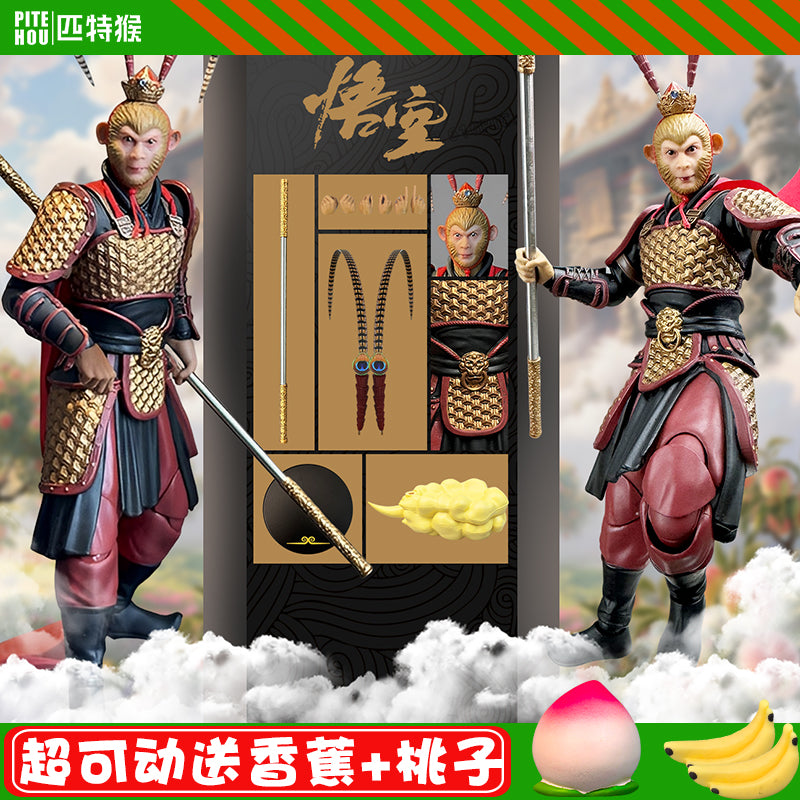 Black Myth Wukong Action Figure – Poseable Monkey King Warrior Model with Cloth Cape