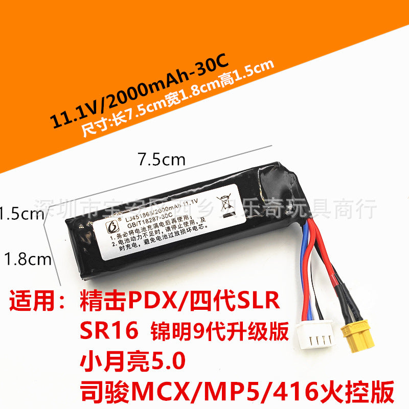 7.4V & 11.1V Lithium Polymer Battery Packs for Gel Blasters