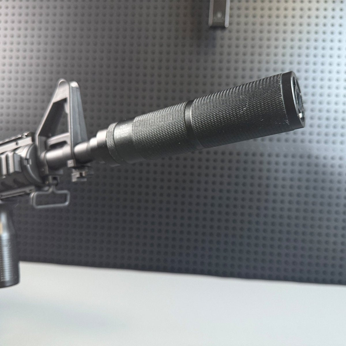 14mm CCW Threaded KSC Suppressor Mounted on Rifle – Tactical Fitment