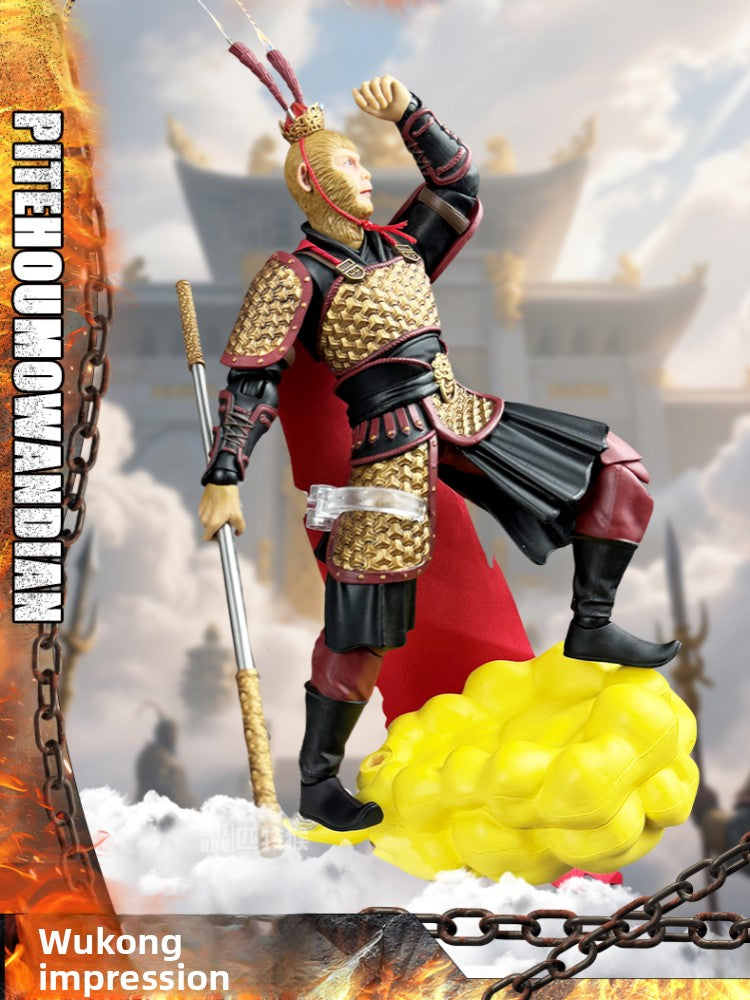 Black Myth Wukong Action Figure – Poseable Monkey King Warrior Model with Cloth Cape