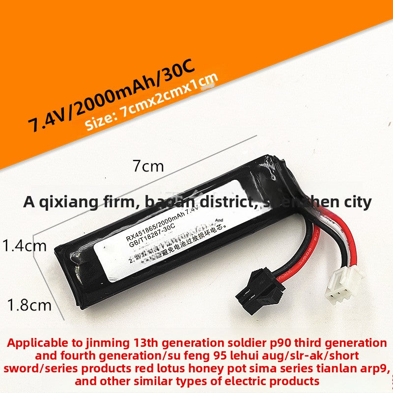 7.4V & 11.1V Lithium Polymer Battery Packs for Gel Blasters