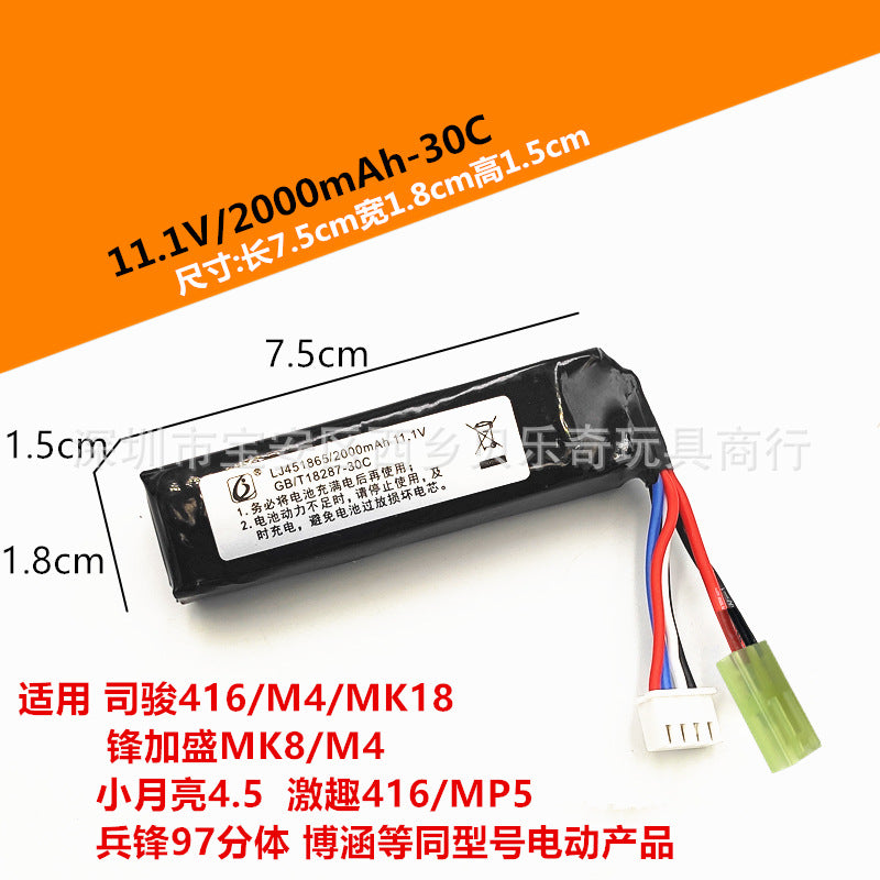 7.4V & 11.1V Lithium Polymer Battery Packs for Gel Blasters
