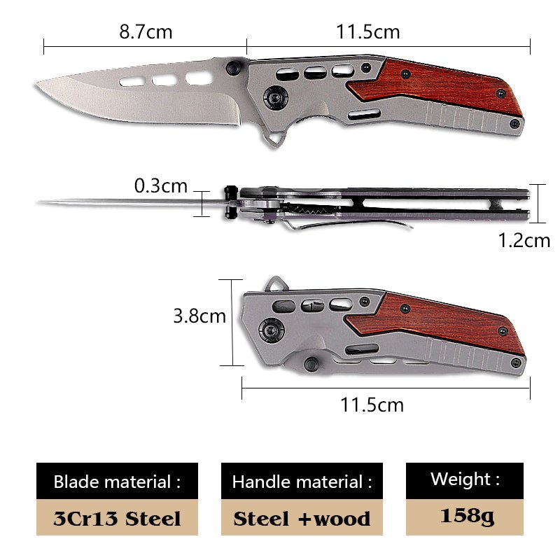Modern Wood & Steel Folding Outdoor Knife CL05004