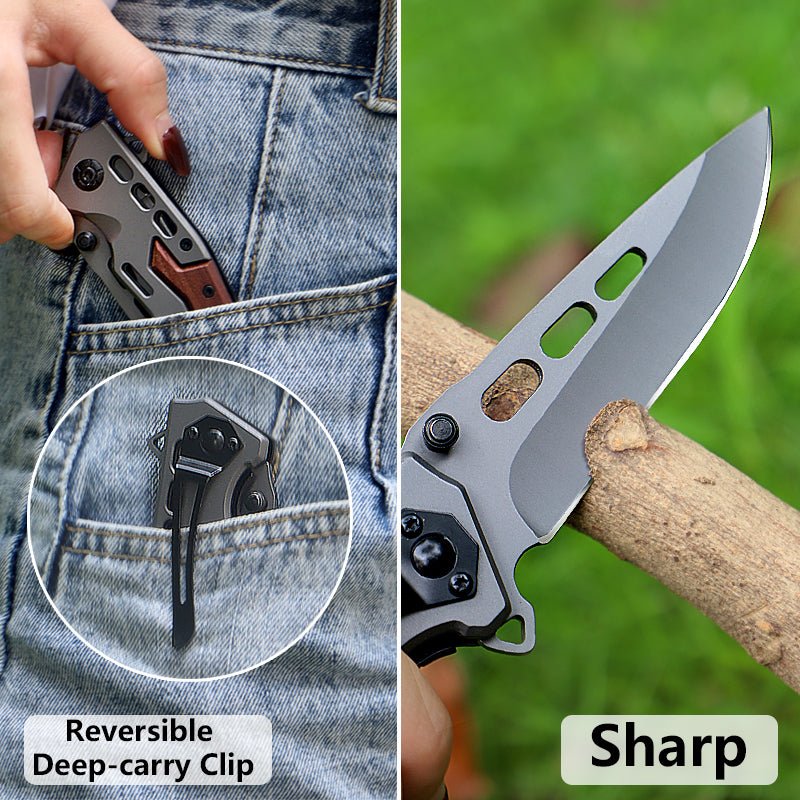Modern Wood & Steel Folding Outdoor Knife CL05004