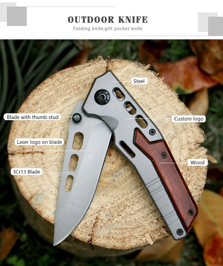 Modern Wood & Steel Folding Outdoor Knife CL05004