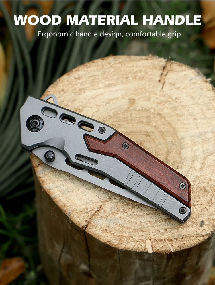 Modern Wood & Steel Folding Outdoor Knife CL05004