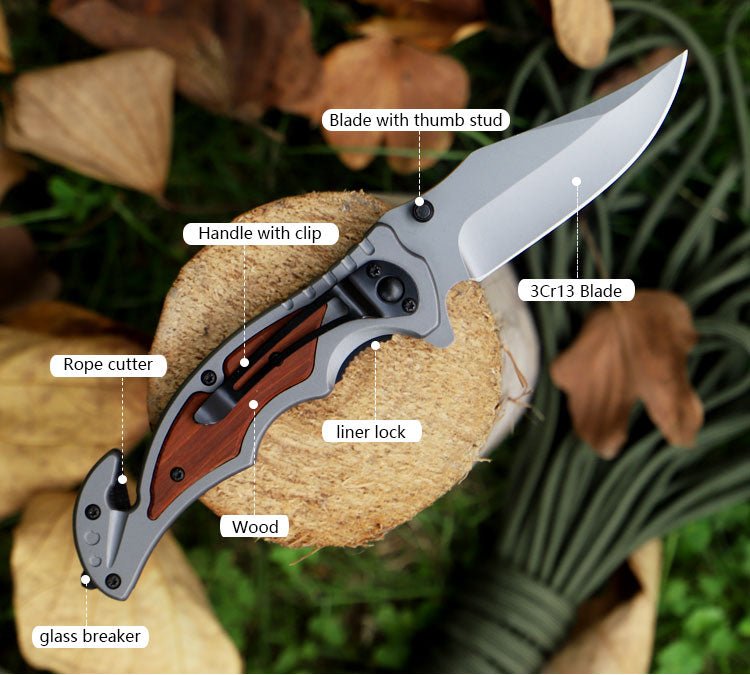 Classic Wood Inlay Folding Outdoor Utility Knife CL05006A