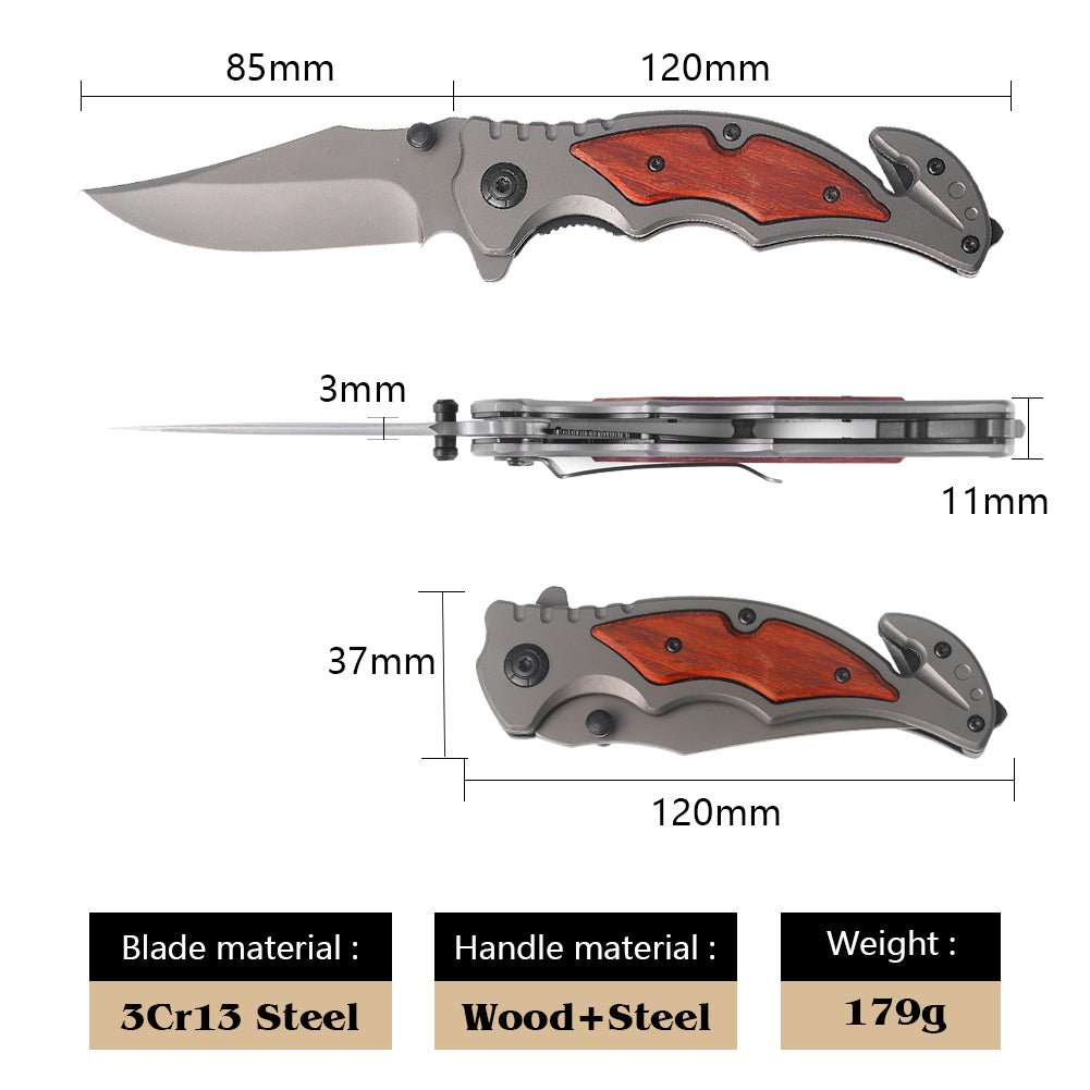 Classic Wood Inlay Folding Outdoor Utility Knife CL05006A