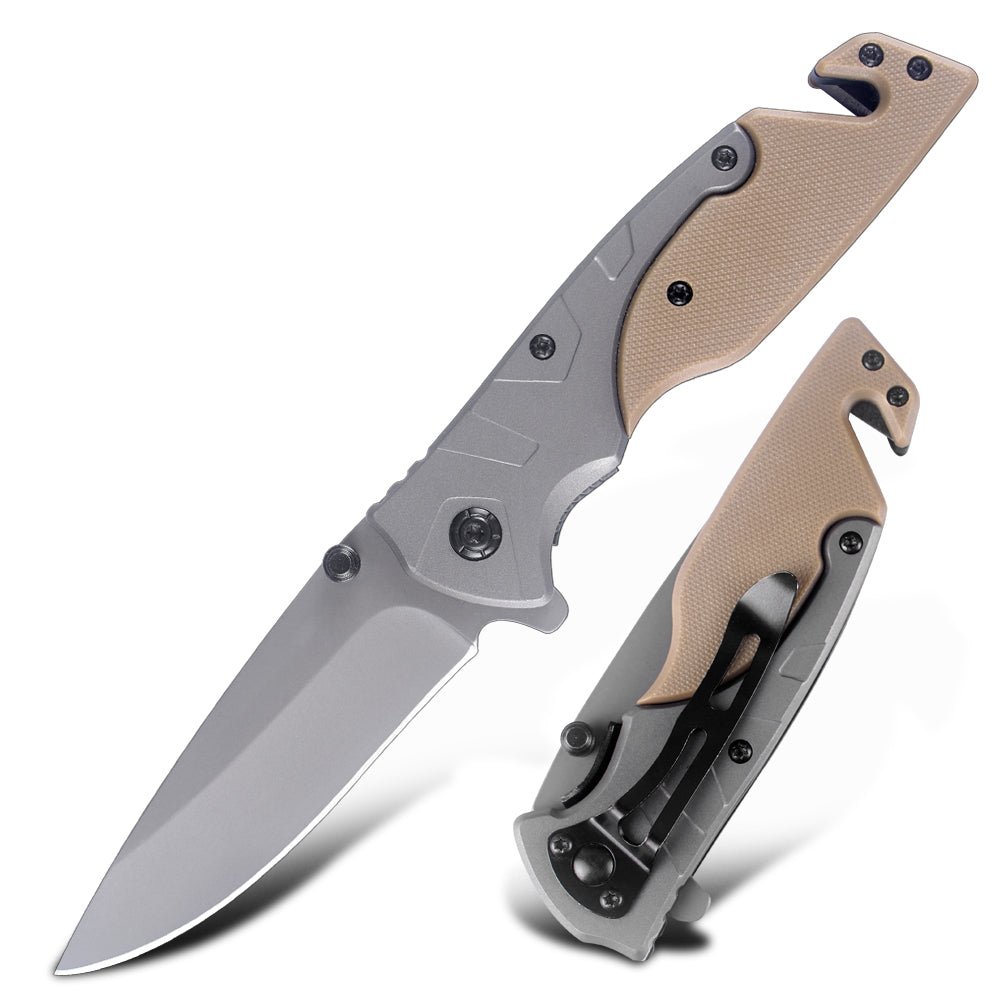 Gray-Tan Folding Outdoor Utility Knife CL05009
