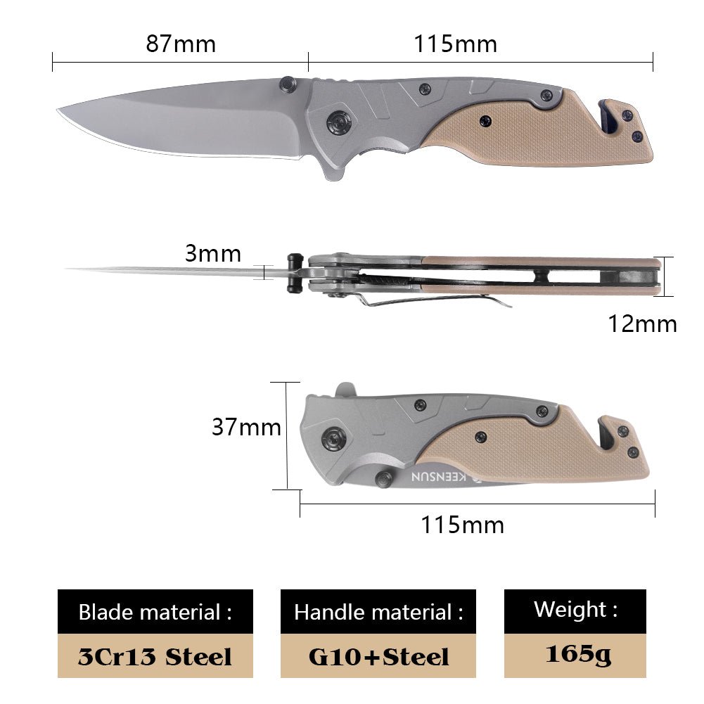 Gray-Tan Folding Outdoor Utility Knife CL05009