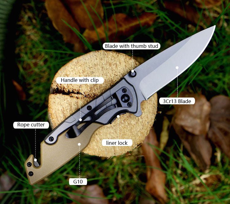 Gray-Tan Folding Outdoor Utility Knife CL05009