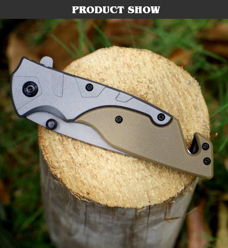 Gray-Tan Folding Outdoor Utility Knife CL05009
