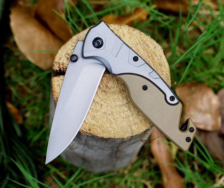 Gray-Tan Folding Outdoor Utility Knife CL05009