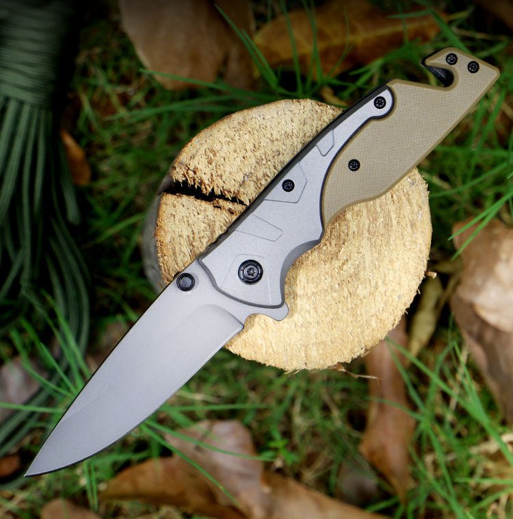 Gray-Tan Folding Outdoor Utility Knife CL05009