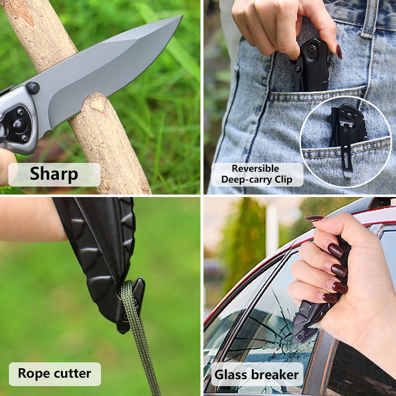 Black Ridge Folding Pocket Knife – Compact EDC Utility Tool CL05021