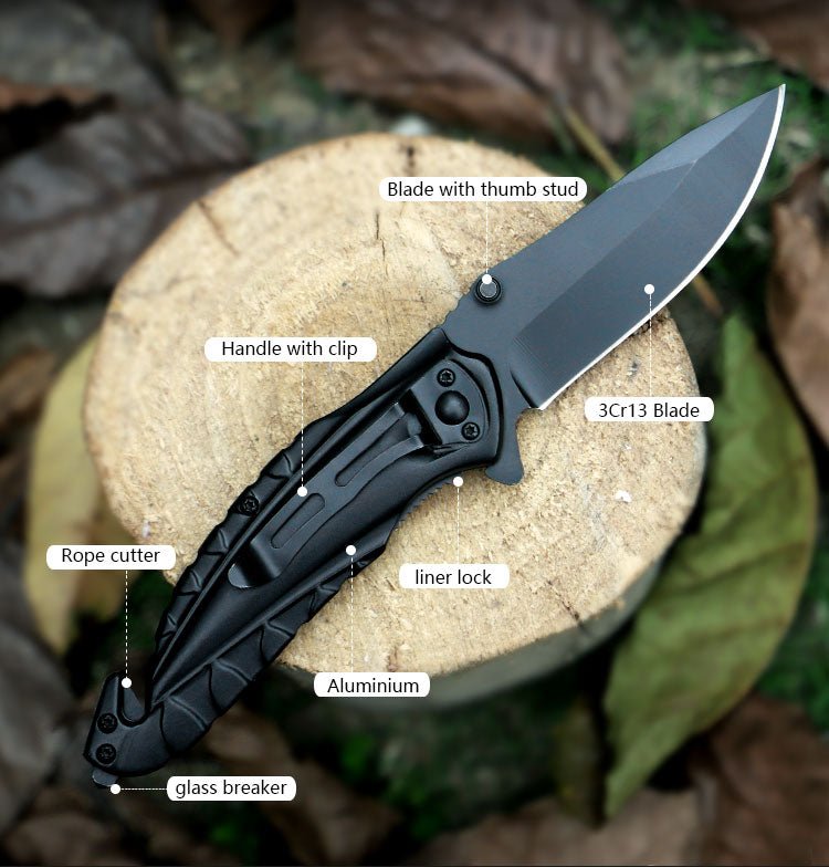 Black Ridge Folding Pocket Knife – Compact EDC Utility Tool CL05021