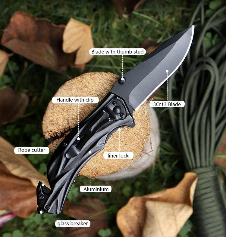 Matte Black Folding Pocket Knife – 3Cr13 CL05027C