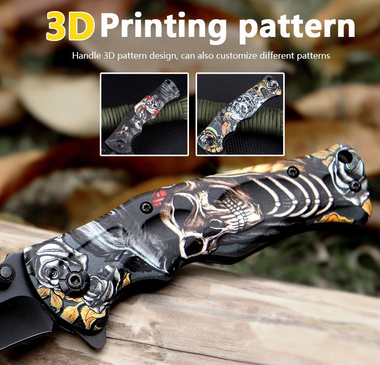 Folding Pocket Knife with Skeleton & Rose Design – 3Cr13 CL05032A