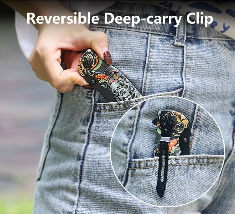 Folding Pocket Knife with Skull & Rose Print – 3Cr13 CL05032B