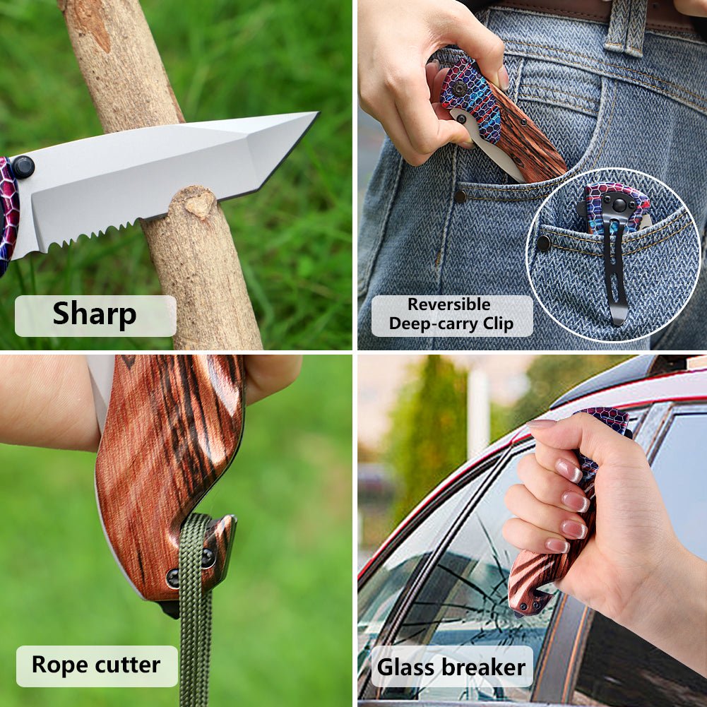 Wood Grain Folding Pocket Knife – 3Cr13 CL05034