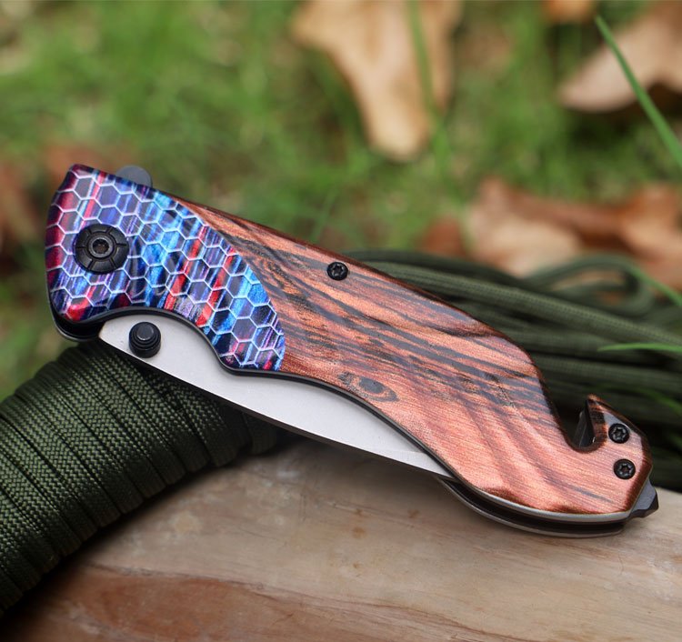 Wood Grain Folding Pocket Knife – 3Cr13 CL05034