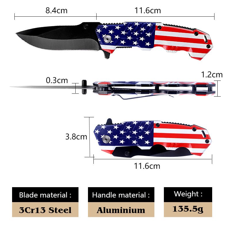 USA Flag Outdoor Folding Knife CL0622
