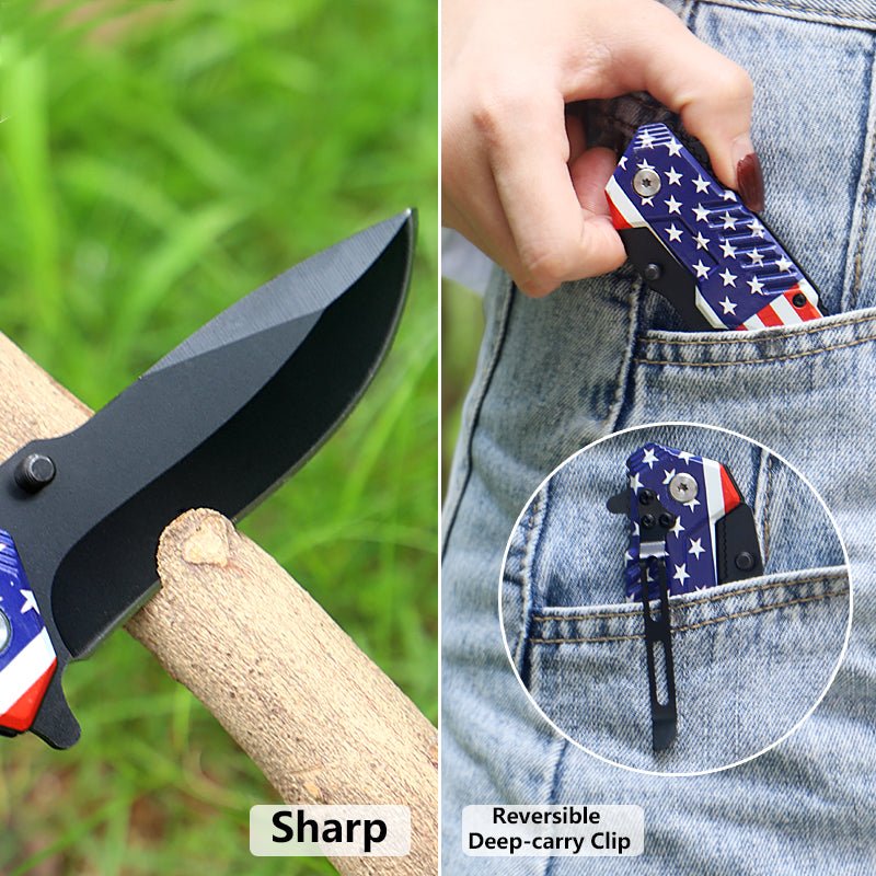 USA Flag Outdoor Folding Knife CL0622