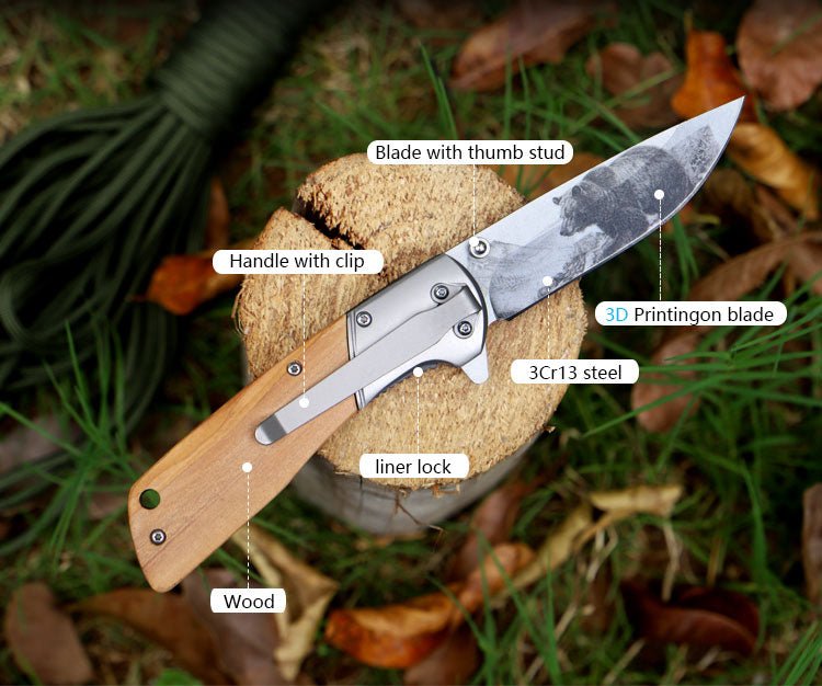 Vintage Folding Knife with Deer Etching CL0655