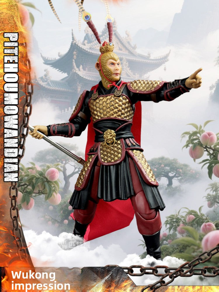Black Myth Wukong Action Figure – Poseable Monkey King Warrior Model with Cloth Cape