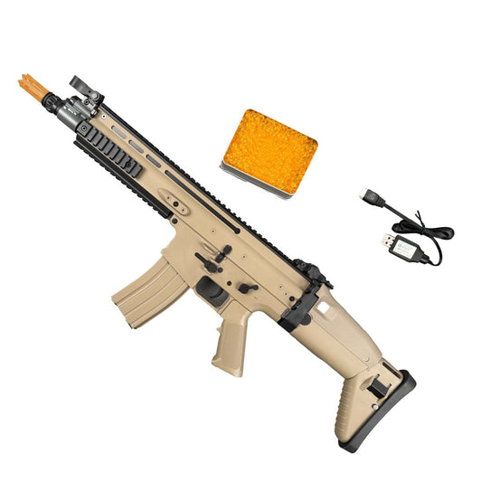 SCAR-L Gel Blaster – Desert Tan Full Kit with Orange Tip and Charger