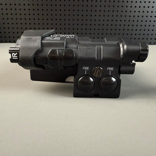 Tactical PEQ MAWL-C1+ Style Laser Module – Front View with Dual Fire Controls