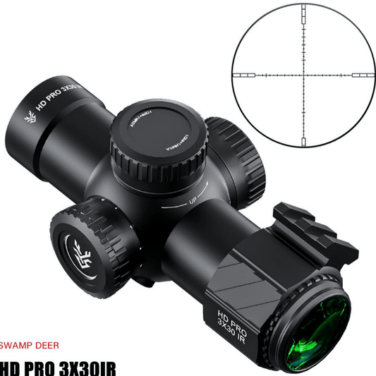 SWAMPDEER MRT-MOA Rifle Scope – Tactical Black Scope Front View on White Background
