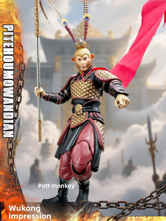 Black Myth Wukong Action Figure – Poseable Monkey King Warrior Model with Cloth Cape