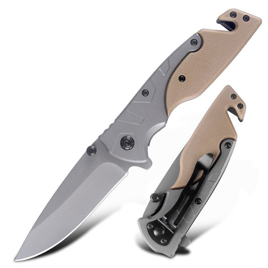 Gray-Tan Folding Outdoor Utility Knife CL05009