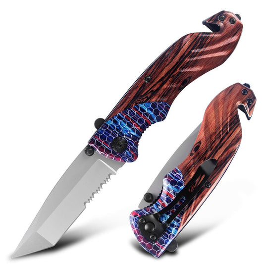Wood Grain Folding Pocket Knife – 3Cr13 CL05034
