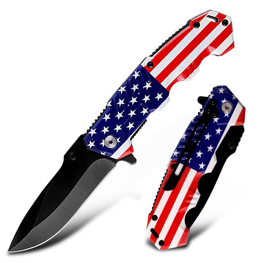 USA Flag Outdoor Folding Knife CL0622